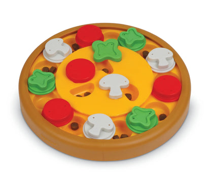 Brightkins Pizza Party! Dog Toy Treat Puzzle, Multi-Color Food Dispenser for Puppy Enrichment Training