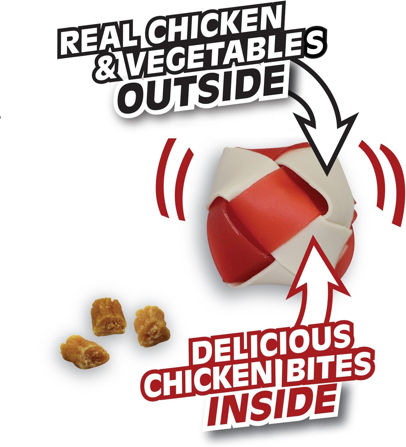 Rattleball Small Chews 14 Count, Rawhide-Free Chews for Dogs, with Real Chicken Treats Inside