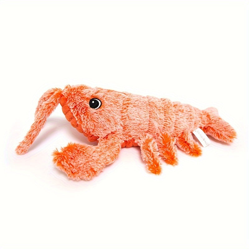 Pet Gravity Shrimp Plush Toy USB Charging Simulate Lobster Electric Jumping Cat Toys, Simulation Lobster Dog Toy, USB Charging with Catnip Plush Cat Toy, Pet Dog Cats Stuffed Interactive Toy