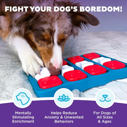 by Nina Ottosson Dog Brick Treat Puzzle Enrichment Toy, Level 2 Intermediate Game, Blue