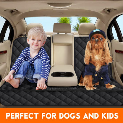 Dog Car Seat Cover - Waterproof Back Seat Protector for Pets, Non-Slip Design, Fits Most Cars, Trucks, and SUVs - Black