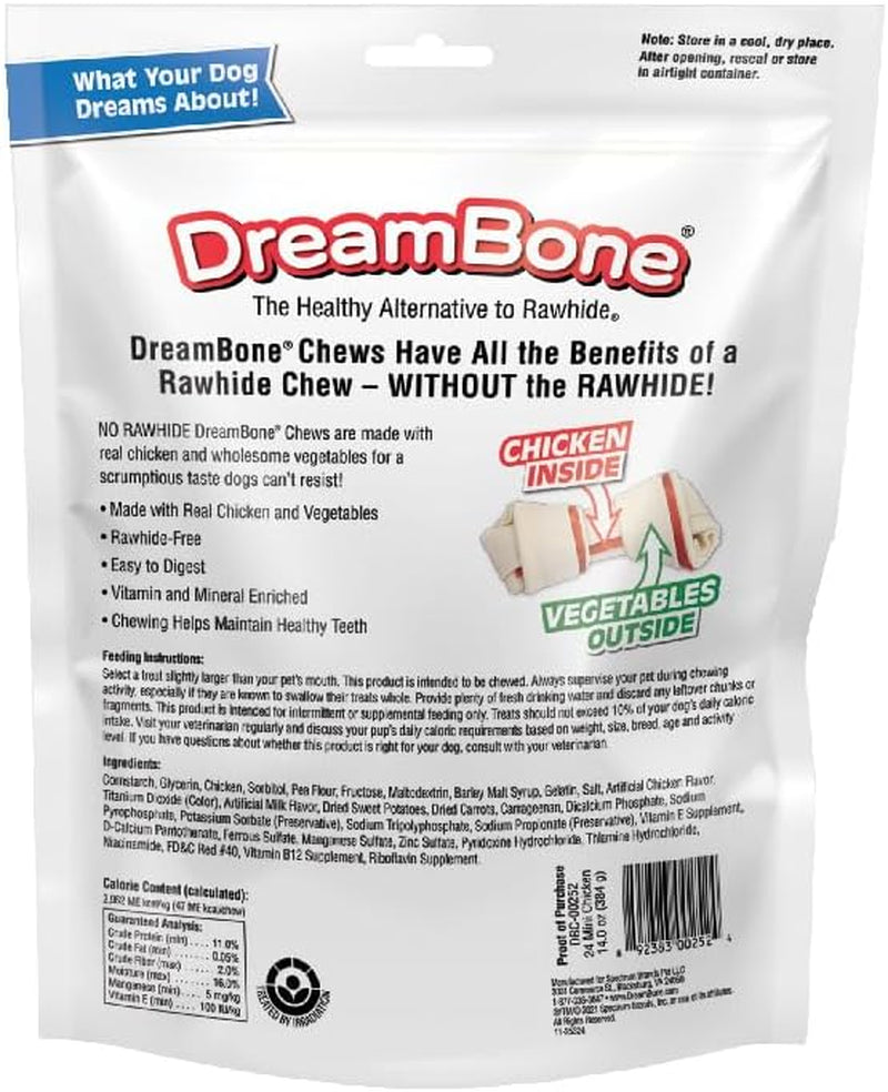 Mini Chews, Made with Real Chicken, Rawhide Free Chews for Dogs, 24 Count