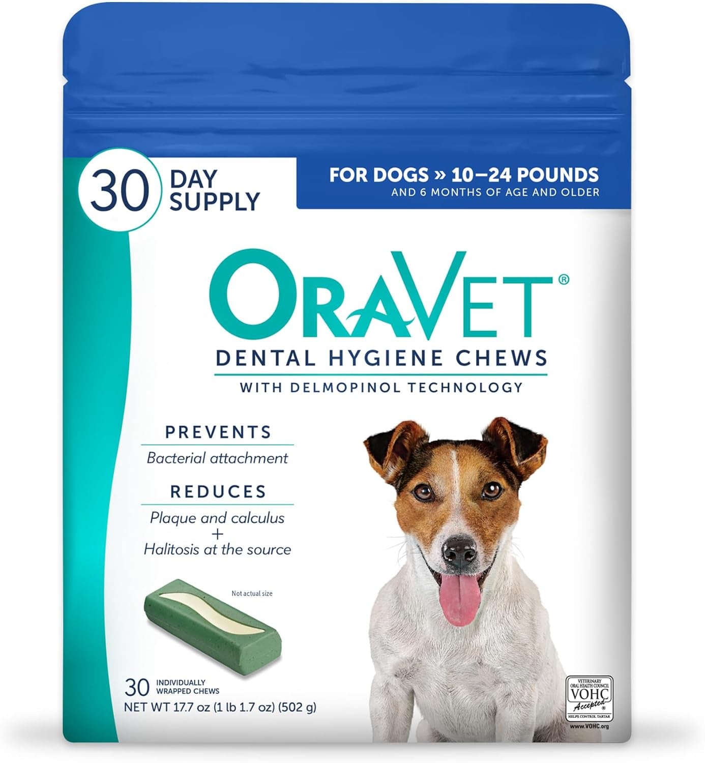 Dental Chews for Small Dogs (10-24 lbs) - 30 Count Blue Pouch for Enhanced Oral Care and Hygiene