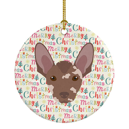 Mexican Hairless Dog Merry Christmas Ceramic Ornament