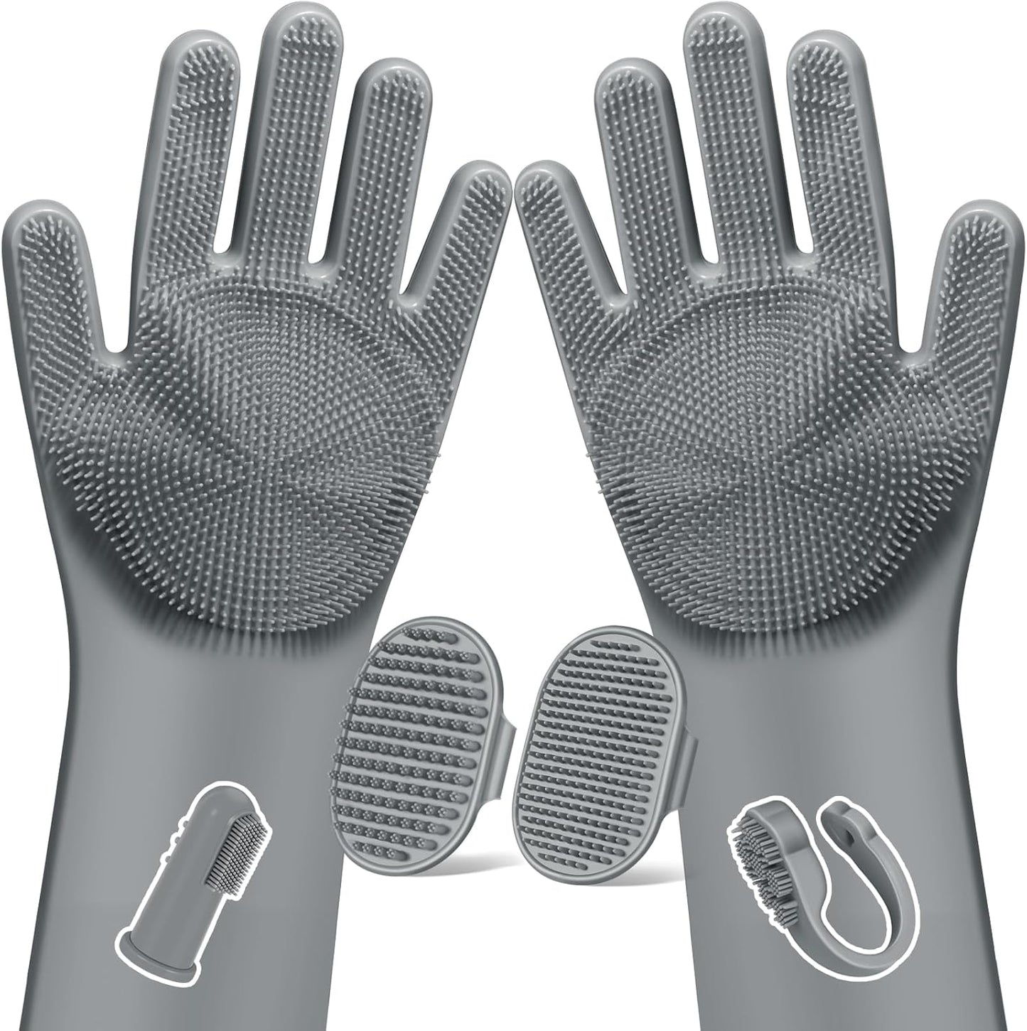 Professional 6-Piece Pet Grooming Kit for Dogs, Cats, and Horses | Includes Dog Washing Gloves, Bath Brush, Shampoo Brush, and Grooming Gloves in Navy Blue