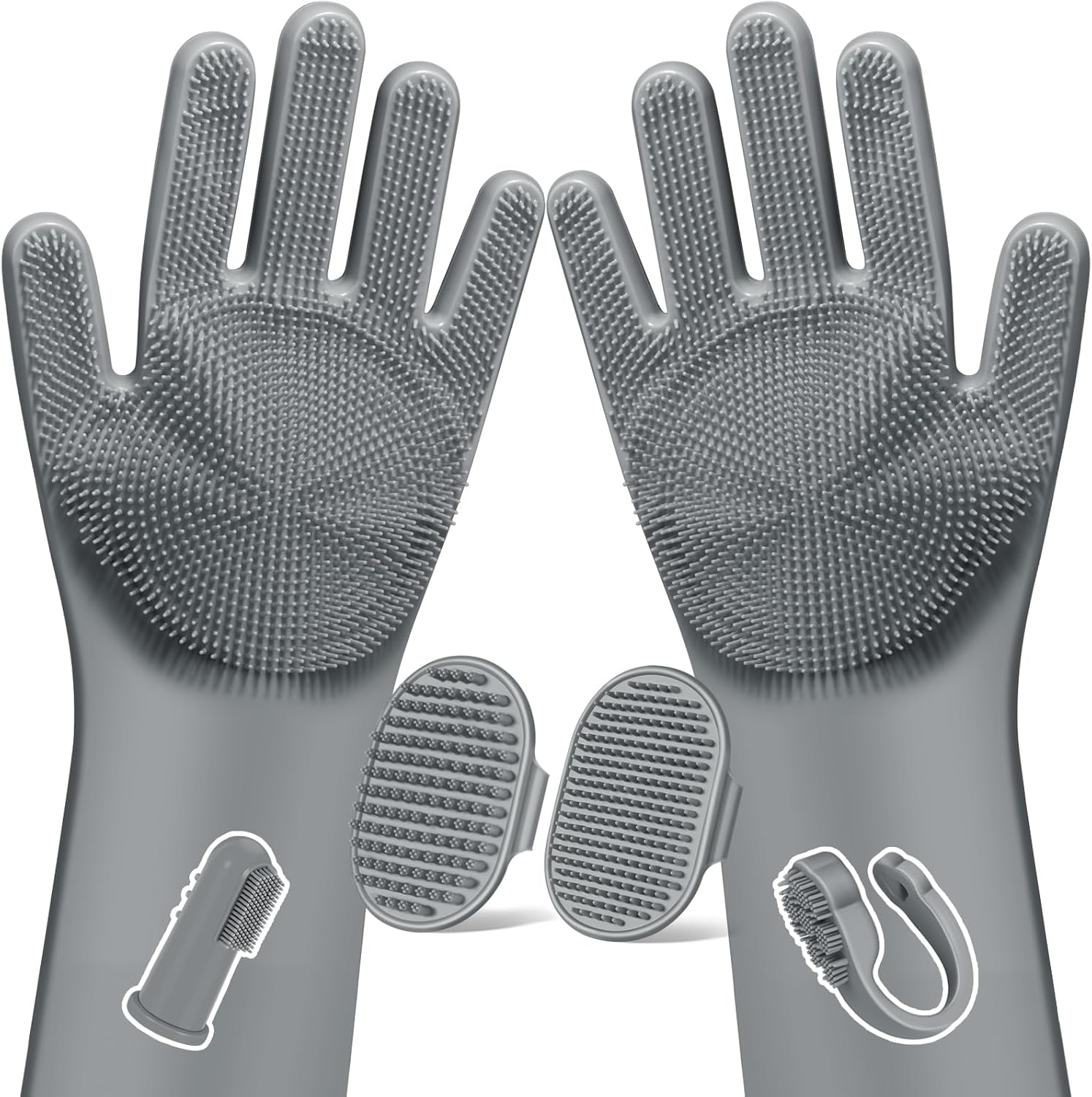 Professional 6-Piece Pet Grooming Kit for Dogs, Cats, and Horses | Includes Dog Washing Gloves, Bath Brush, Shampoo Brush, and Grooming Gloves in Navy Blue