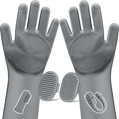 Professional 6-Piece Pet Grooming Kit for Dogs, Cats, and Horses | Includes Dog Washing Gloves, Bath Brush, Shampoo Brush, and Grooming Gloves in Navy Blue