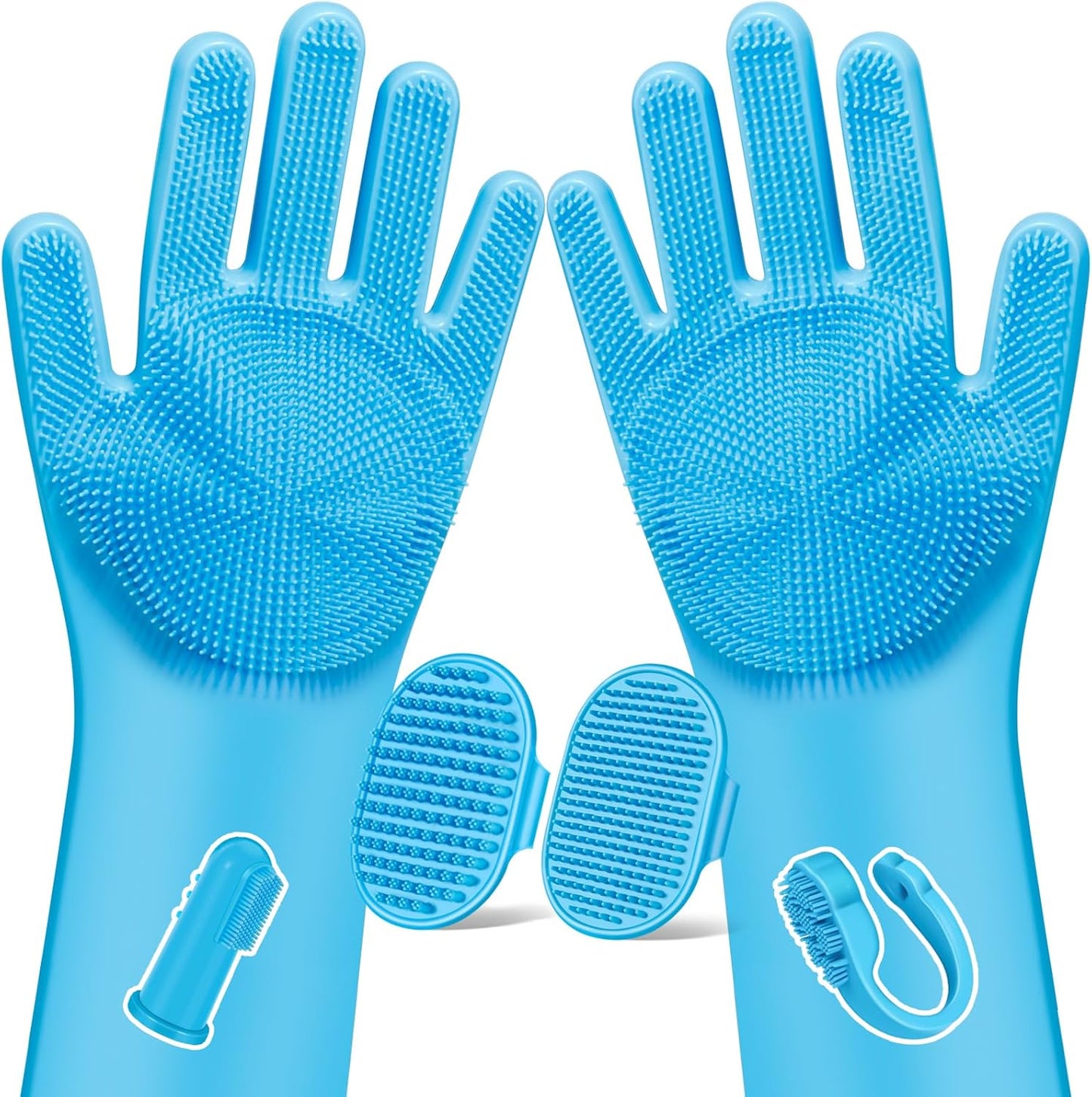 Professional 6-Piece Pet Grooming Kit for Dogs, Cats, and Horses | Includes Dog Washing Gloves, Bath Brush, Shampoo Brush, and Grooming Gloves in Navy Blue