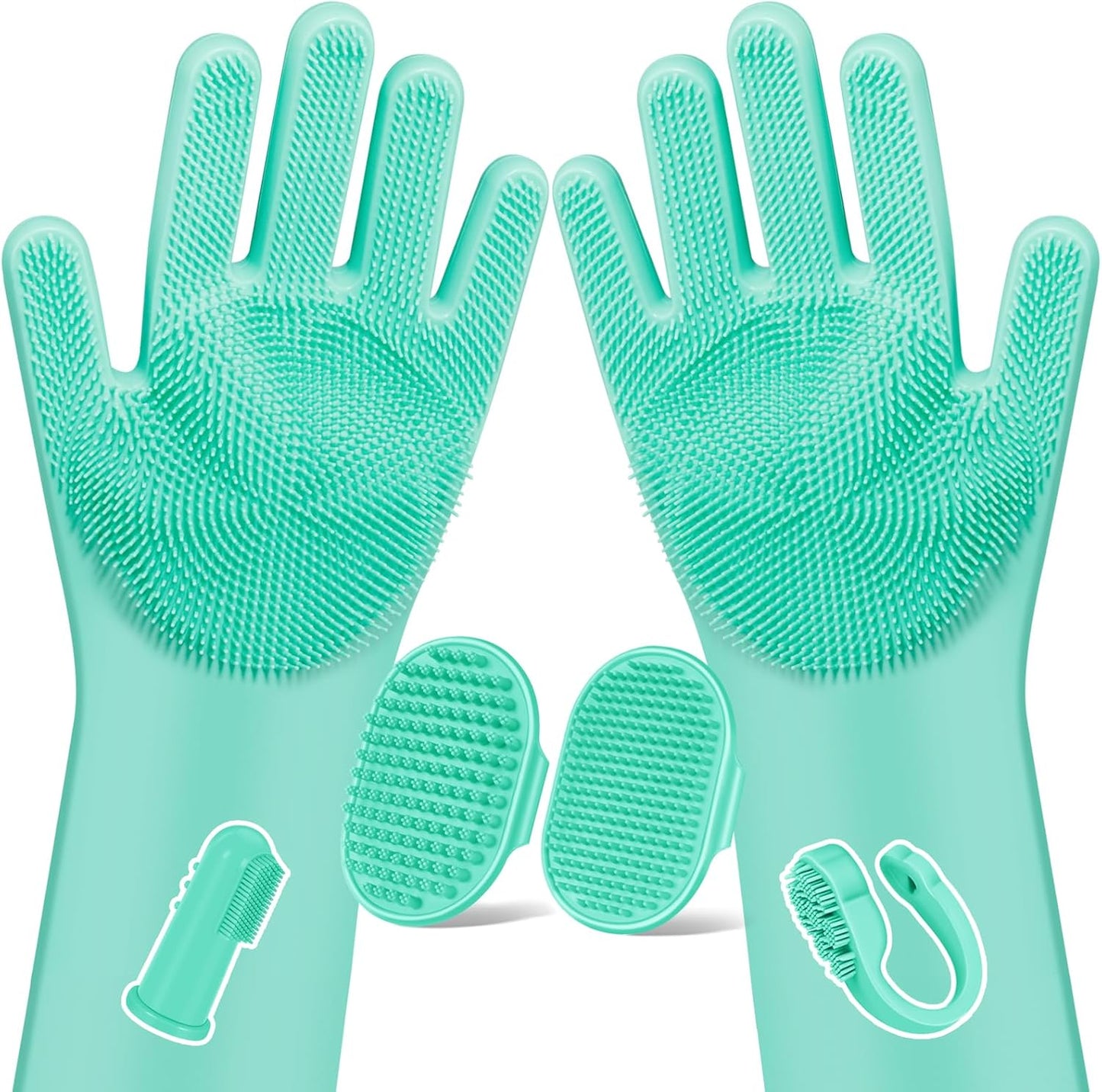 Professional 6-Piece Pet Grooming Kit for Dogs, Cats, and Horses | Includes Dog Washing Gloves, Bath Brush, Shampoo Brush, and Grooming Gloves in Navy Blue