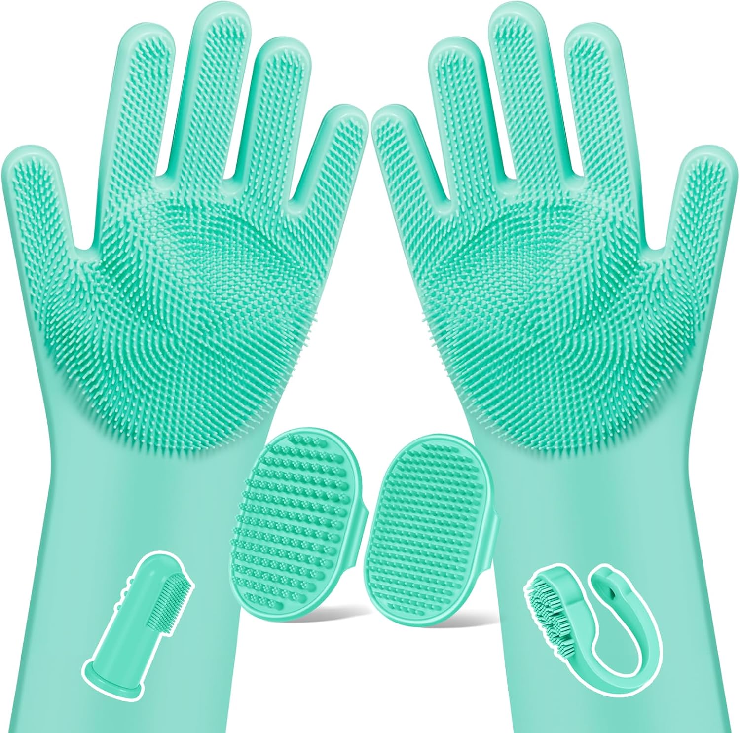 Professional 6-Piece Pet Grooming Kit for Dogs, Cats, and Horses | Includes Dog Washing Gloves, Bath Brush, Shampoo Brush, and Grooming Gloves in Navy Blue