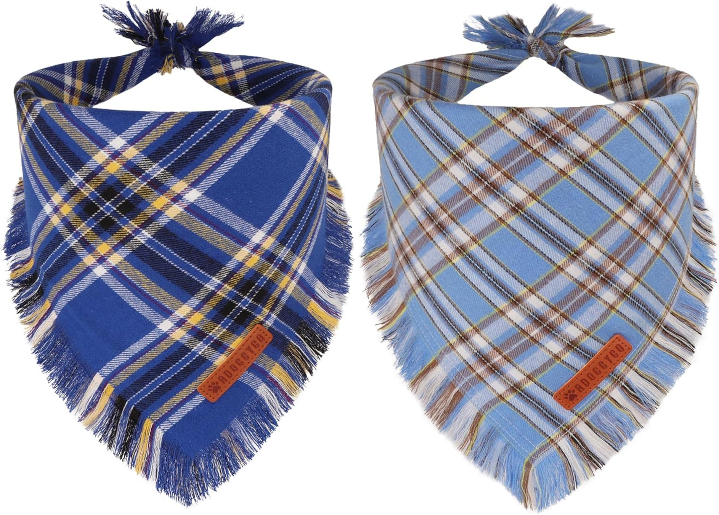 Stylish Orange Plaid Dog Bandana with Tassel Edges, Available in Multiple Sizes for Medium to Large Dogs, Perfect for Thanksgiving and Halloween