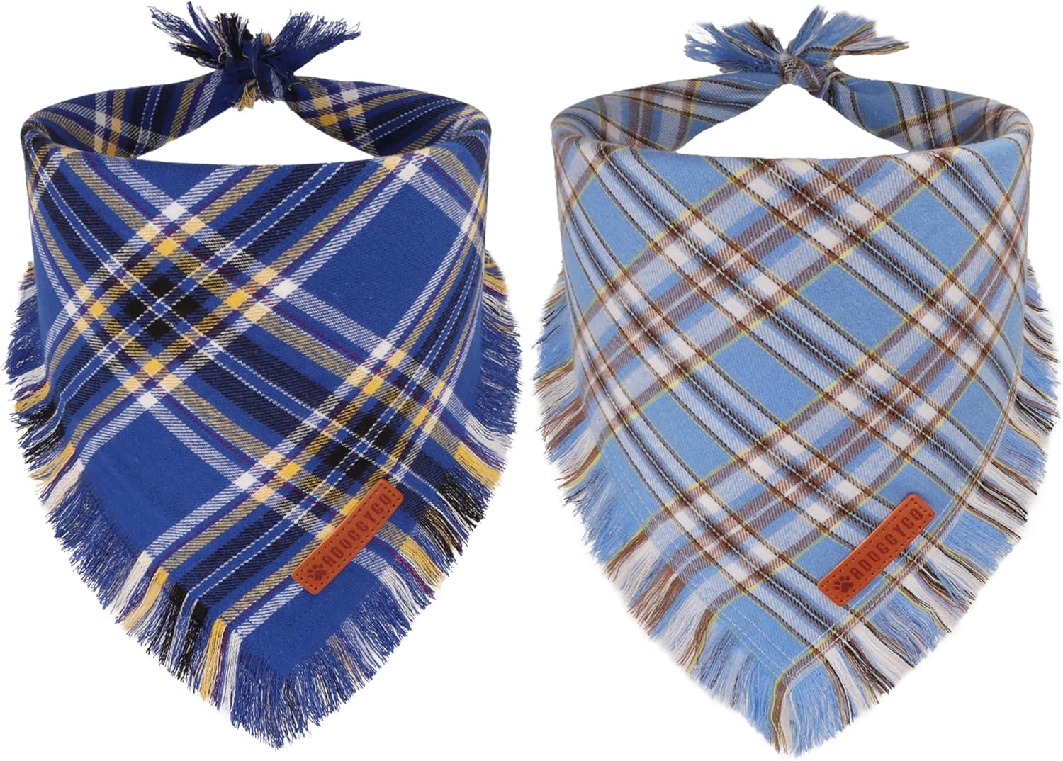 Stylish Orange Plaid Dog Bandana with Tassel Edges, Available in Multiple Sizes for Medium to Large Dogs, Perfect for Thanksgiving and Halloween