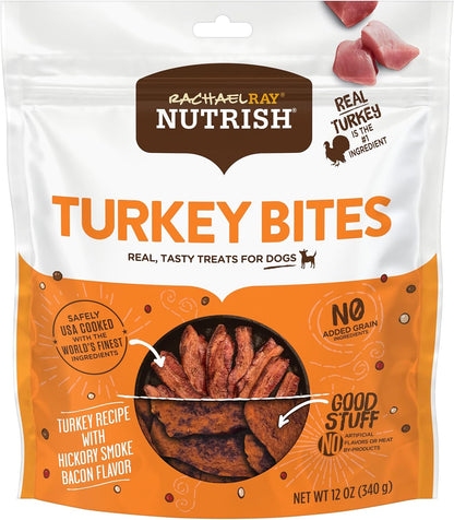 Rachael Ray  Turkey Bites with Hickory Smoke Bacon Flavor Dog Treats, 12 oz Pouch