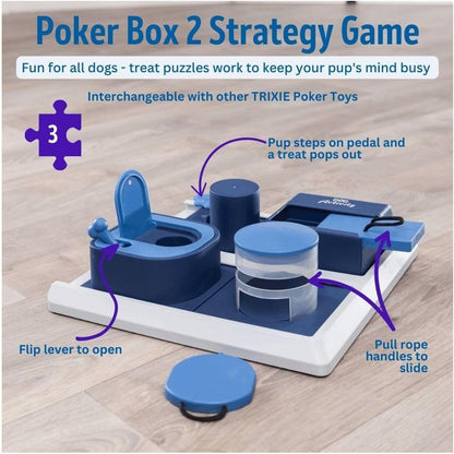 TRIXIE Poker Box 2 Dog Enrichment Toy, Advanced Level 3 Dog Puzzle, Interactive