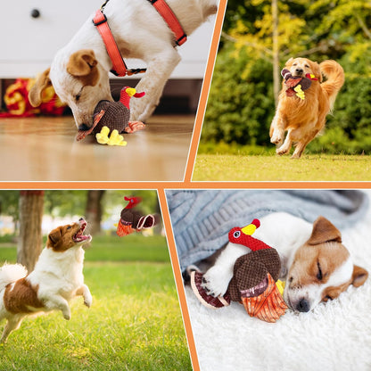 Thanksgiving Turkey Dog Toy for Medium and Small Breeds - Christmas Edition (Brown)