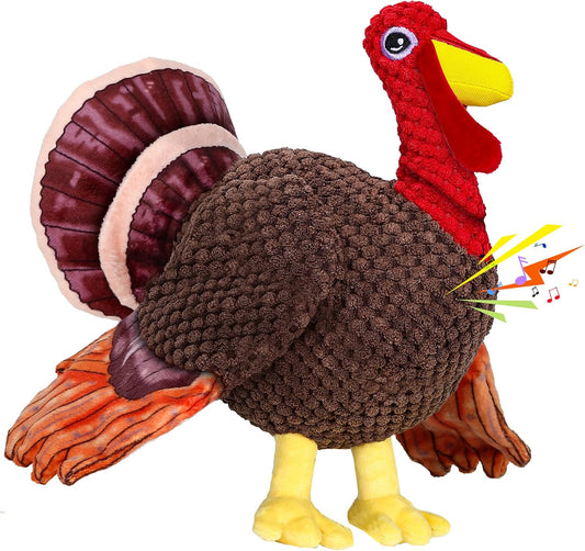 Thanksgiving Turkey Dog Toy for Medium and Small Breeds - Christmas Edition (Brown)