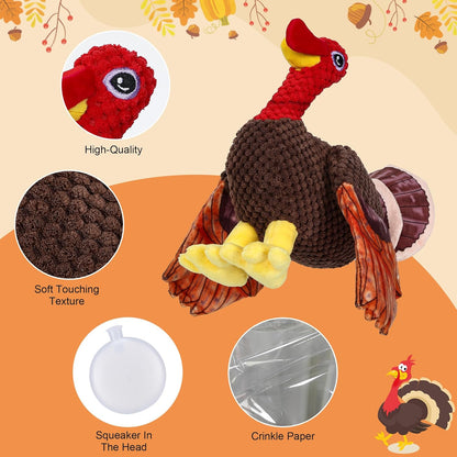 Thanksgiving Turkey Dog Toy for Medium and Small Breeds - Christmas Edition (Brown)