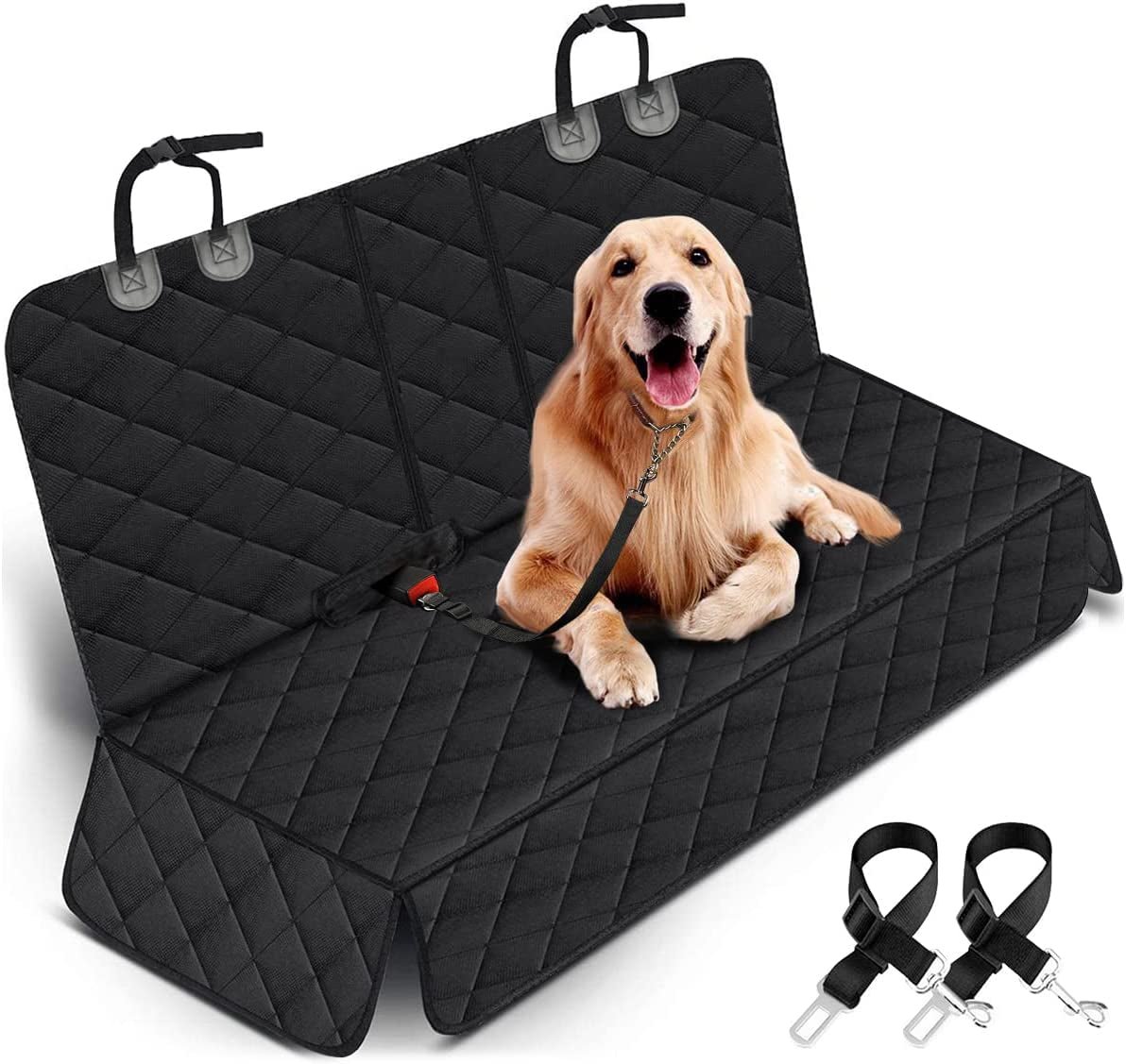 Dog Car Seat Cover - Waterproof Back Seat Protector for Pets, Non-Slip Design, Fits Most Cars, Trucks, and SUVs - Black