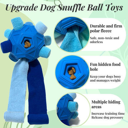 Snuffle Ball for Dog Toys Unbreakable Upgrade Ball Interactive Toy Foraging Snuffle Mat Puppy Treat Dispenser Slow Feeder Dog Puzzle Toys for Small, Medium, Large Pets (Blue)
