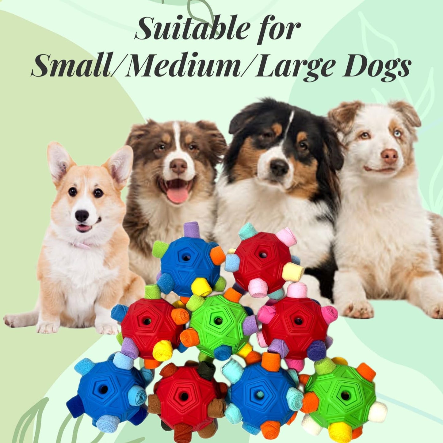 Snuffle Ball for Dog Toys Unbreakable Upgrade Ball Interactive Toy Foraging Snuffle Mat Puppy Treat Dispenser Slow Feeder Dog Puzzle Toys for Small, Medium, Large Pets (Blue)