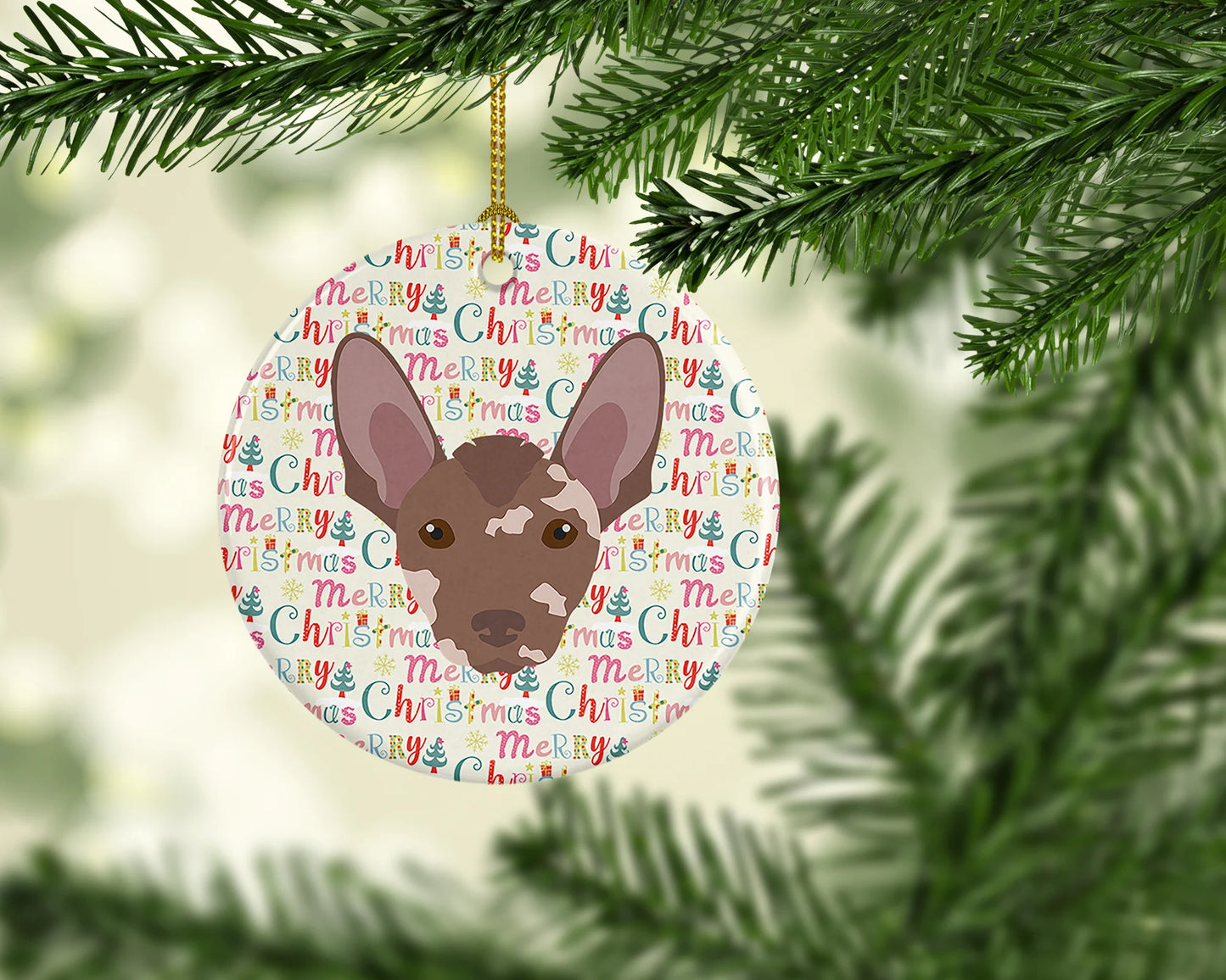 Mexican Hairless Dog Merry Christmas Ceramic Ornament