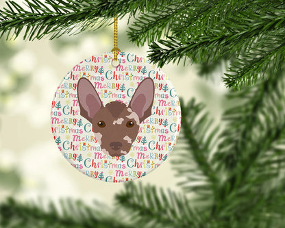 Mexican Hairless Dog Merry Christmas Ceramic Ornament