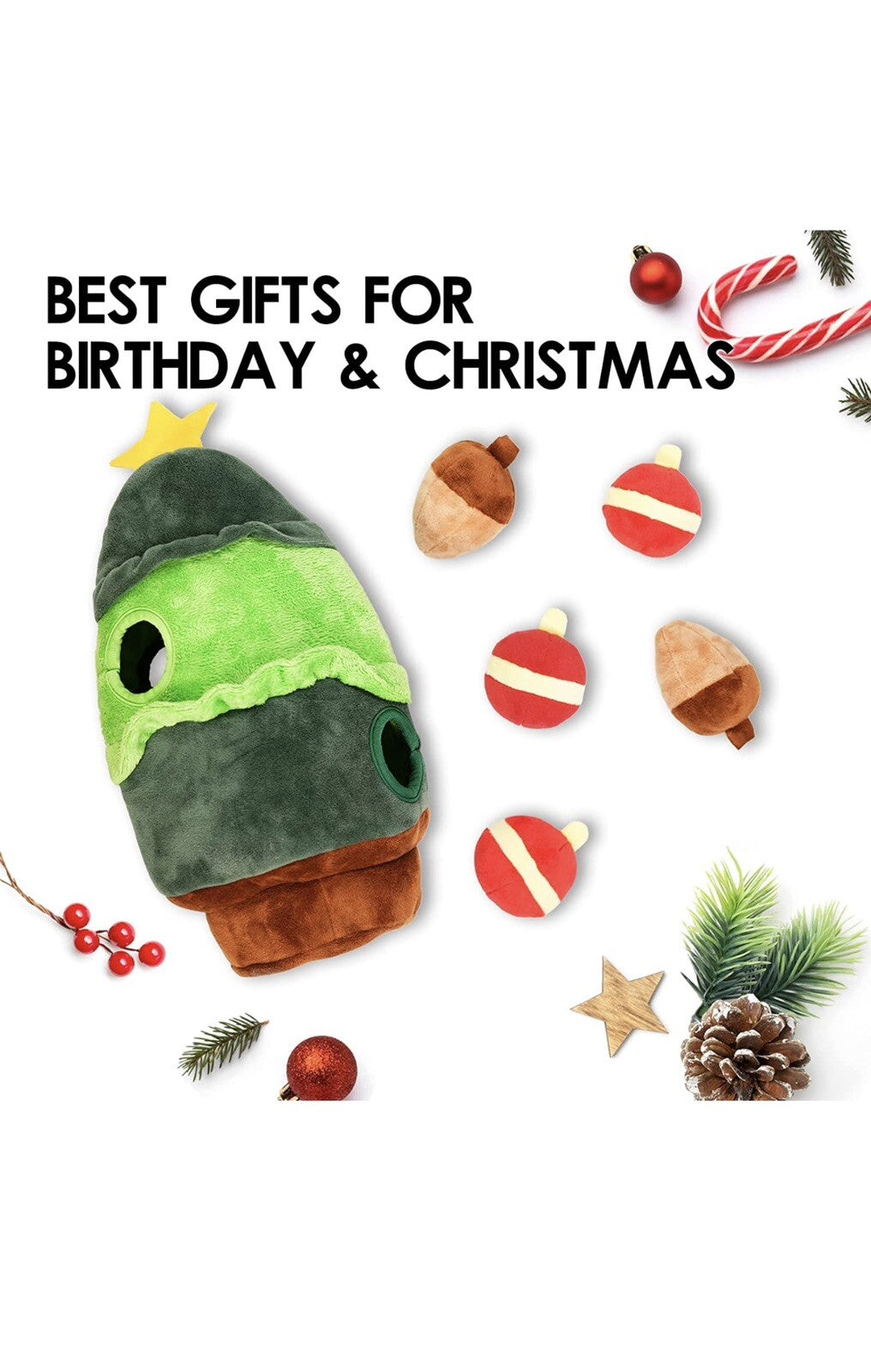 Dog Plush Interactive Hide and Seek Squeaky Dog Toys Stocking Christmas Trees Lg