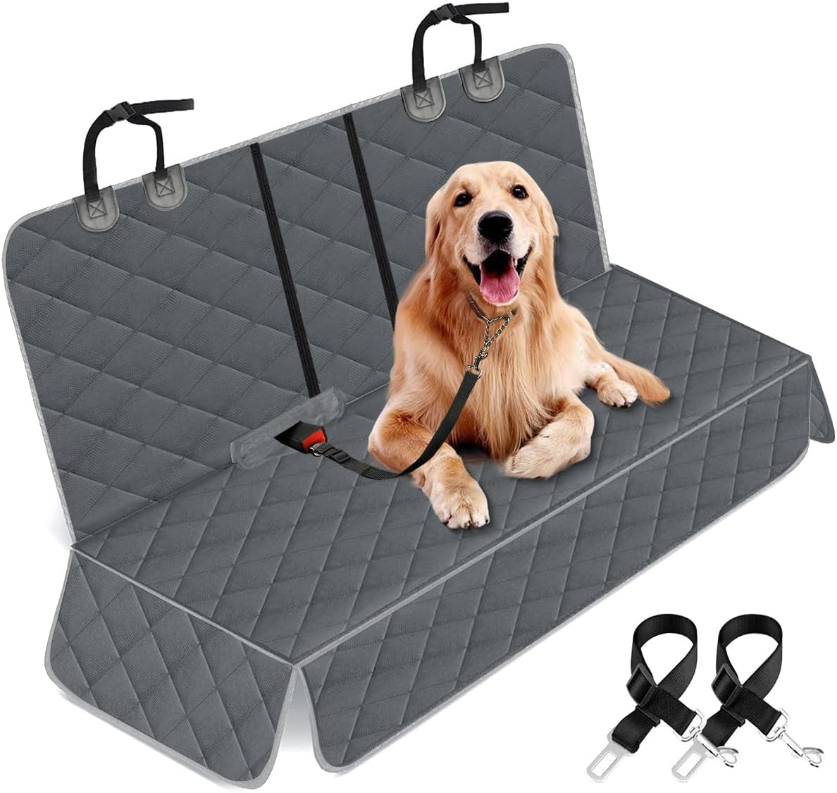 Dog Car Seat Cover - Waterproof Back Seat Protector for Pets, Non-Slip Design, Fits Most Cars, Trucks, and SUVs - Black