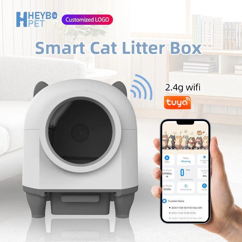 HEYBO Self Cleaning Cat Litter Box 80L Automatic Cat Litter Box with Large Capacity