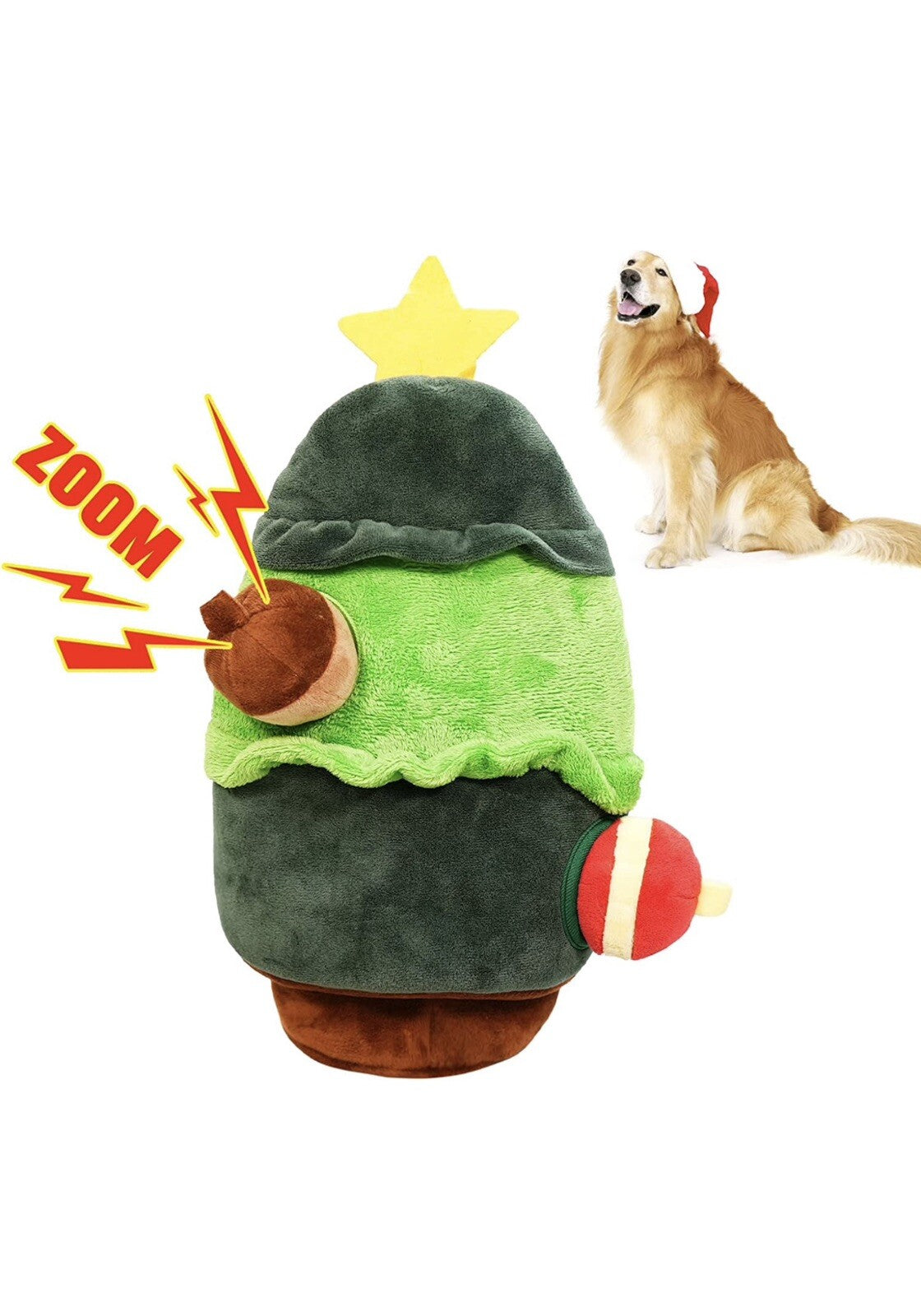 Dog Plush Interactive Hide and Seek Squeaky Dog Toys Stocking Christmas Trees Lg